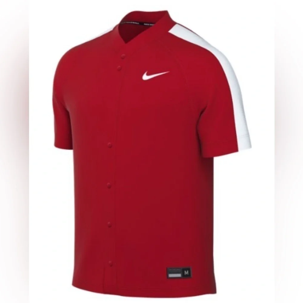 MEN'S NIKE STOCK VAPOR SELECT2 FULL BUTTON BASEBALL JERSEY RED/WHITE NWT